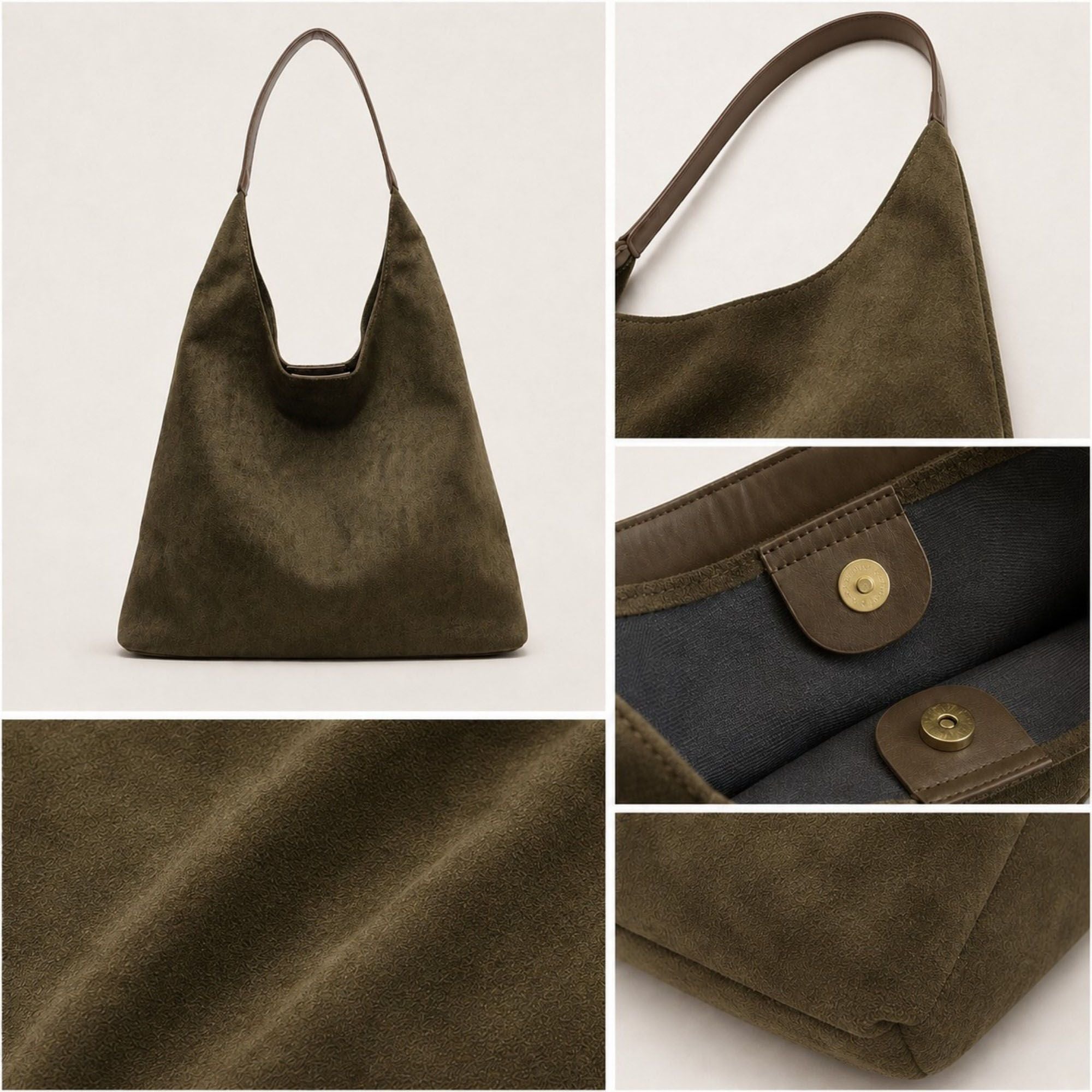 Oversized Suede-Like Hobo Shoulder Bag with Long Strap