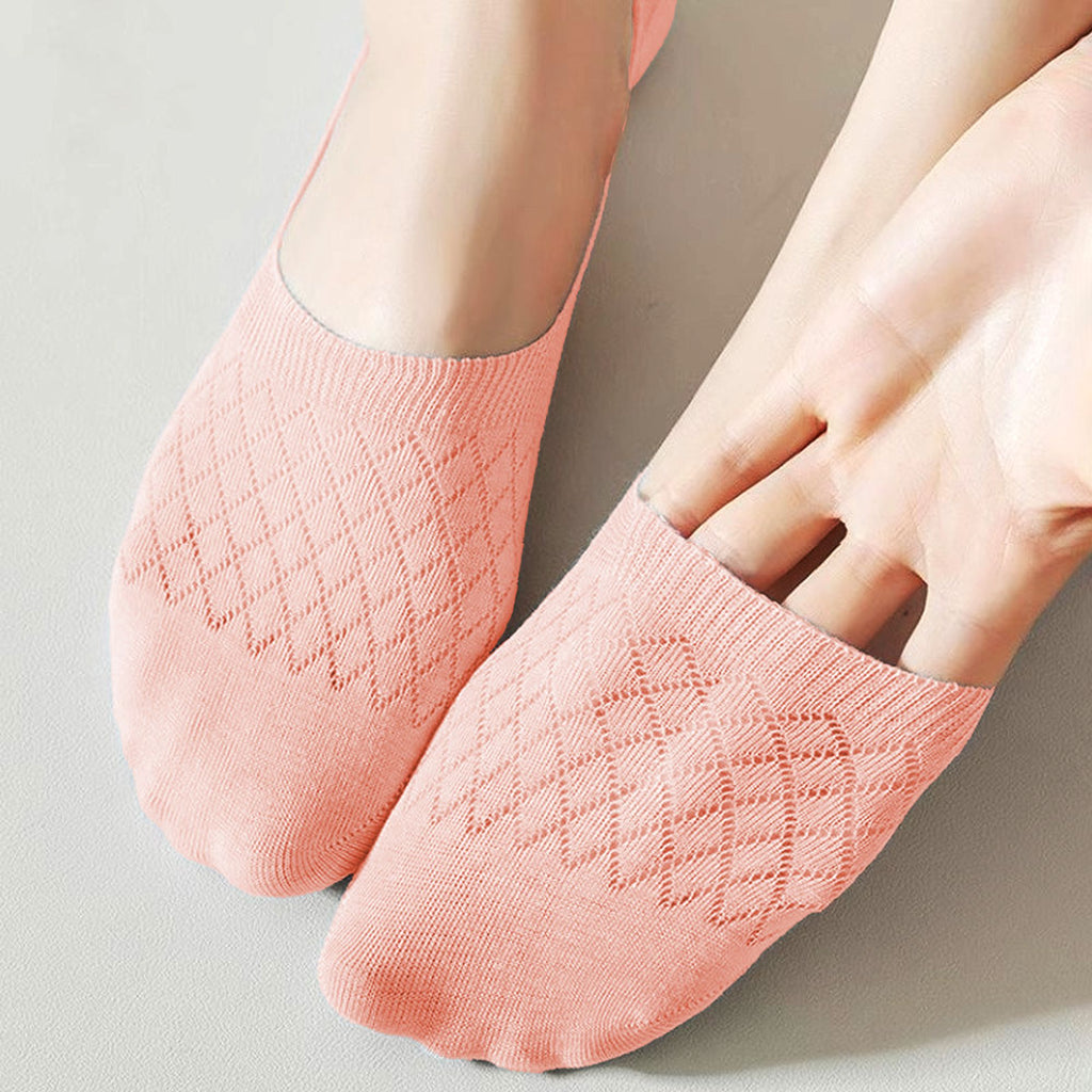 Anna-Kaci Women's Solid No Show Socks Non Slip Cotton 6Pk