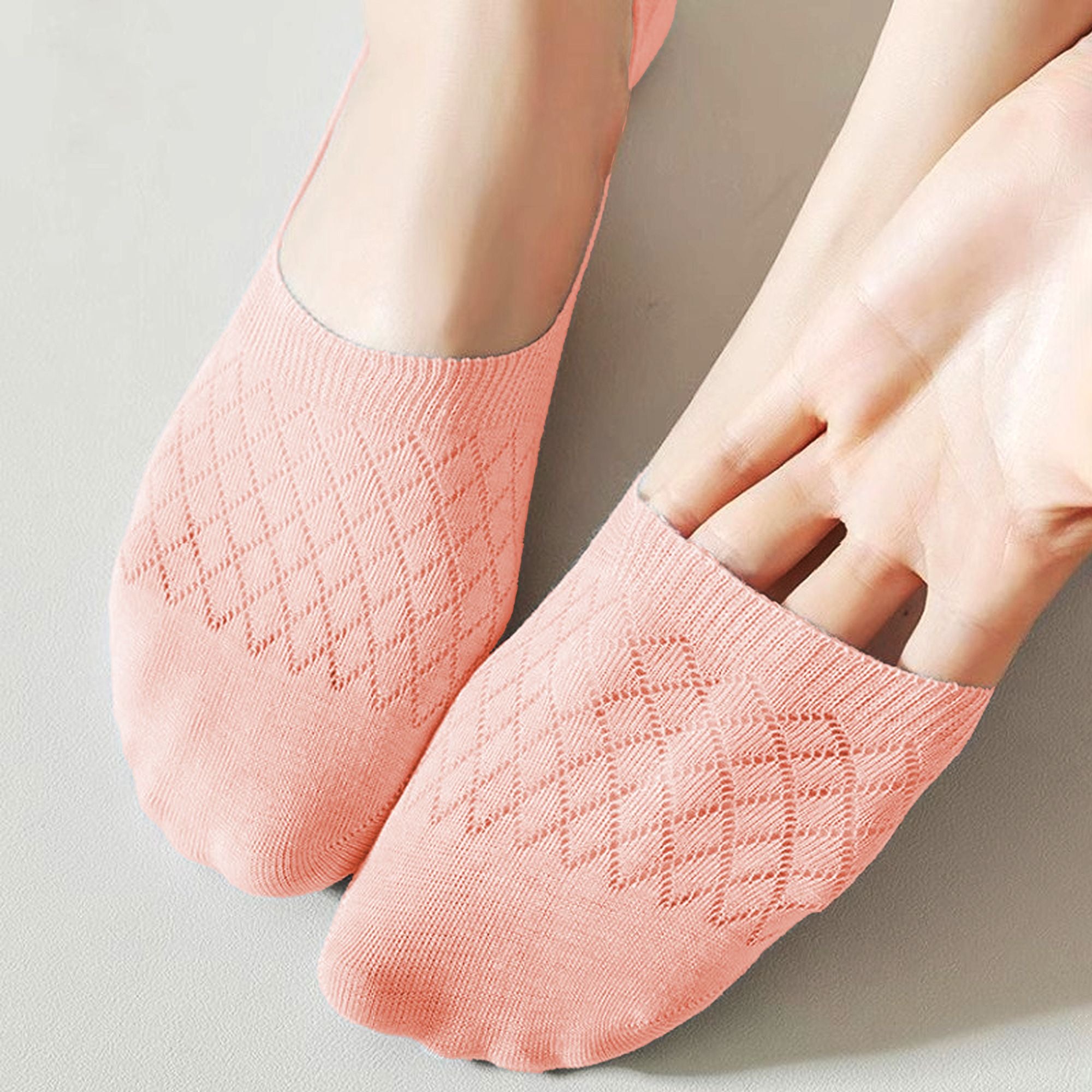 Anna-Kaci Women's Solid No Show Socks Non Slip Cotton 6Pk