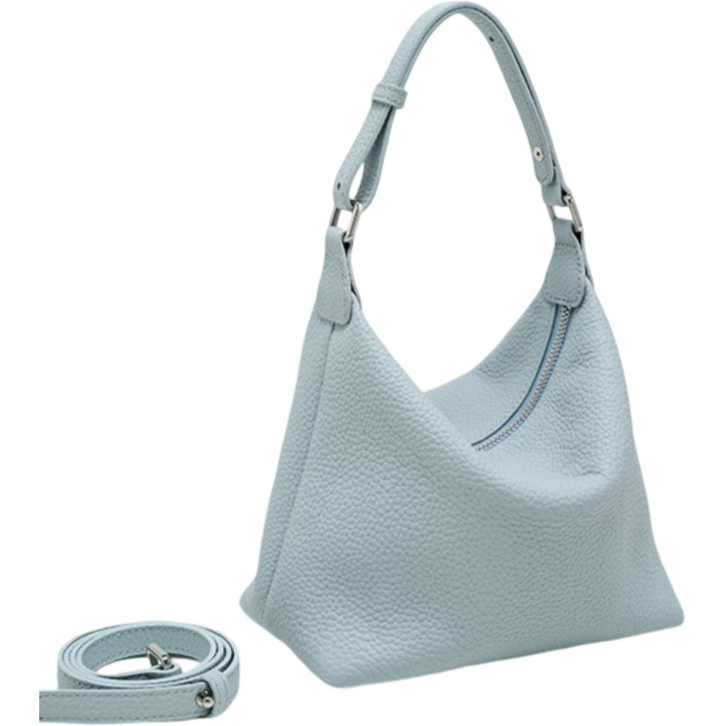 Pebbled Leather Hobo Shoulder Bag with Adjustable Strap and Convertible Crossbody Design