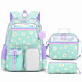3pc Daisy Print School Backpack Lunch Bag Pencil Case Set