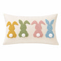 Easter Bunny Lumbar Throw Pillow Cover Textured Rabbit Pom Pom Tail