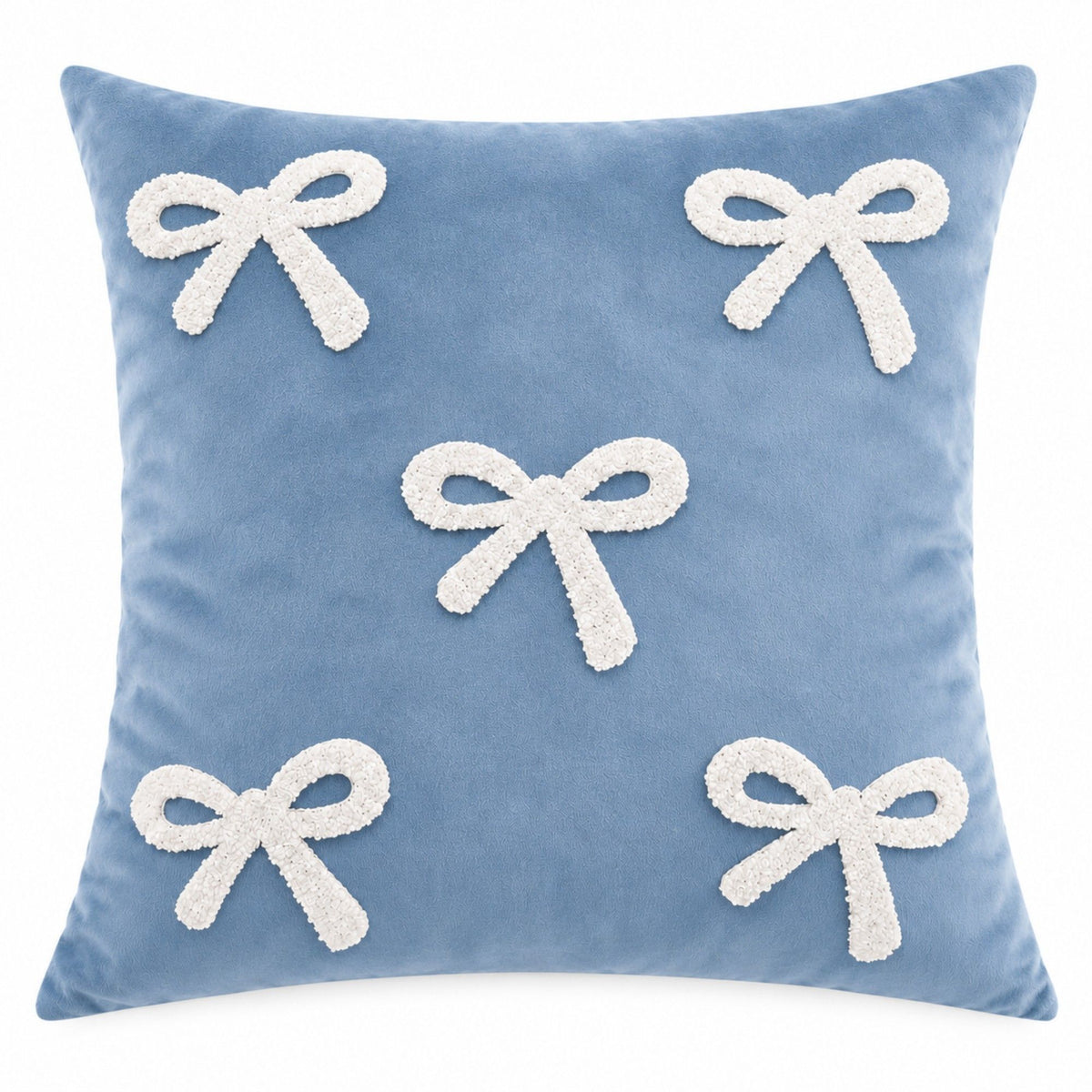 1 Piece Decorative Bow Throw Pillow Cover Soft Velvet Christmas Accent 18 x 18 Inch