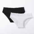 2 Pack Ribbed Floral Lace Bikini Underwear