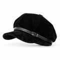 Faux Suede Newsboy Cap Vintage Baker Boy Hat with Buckle Band
