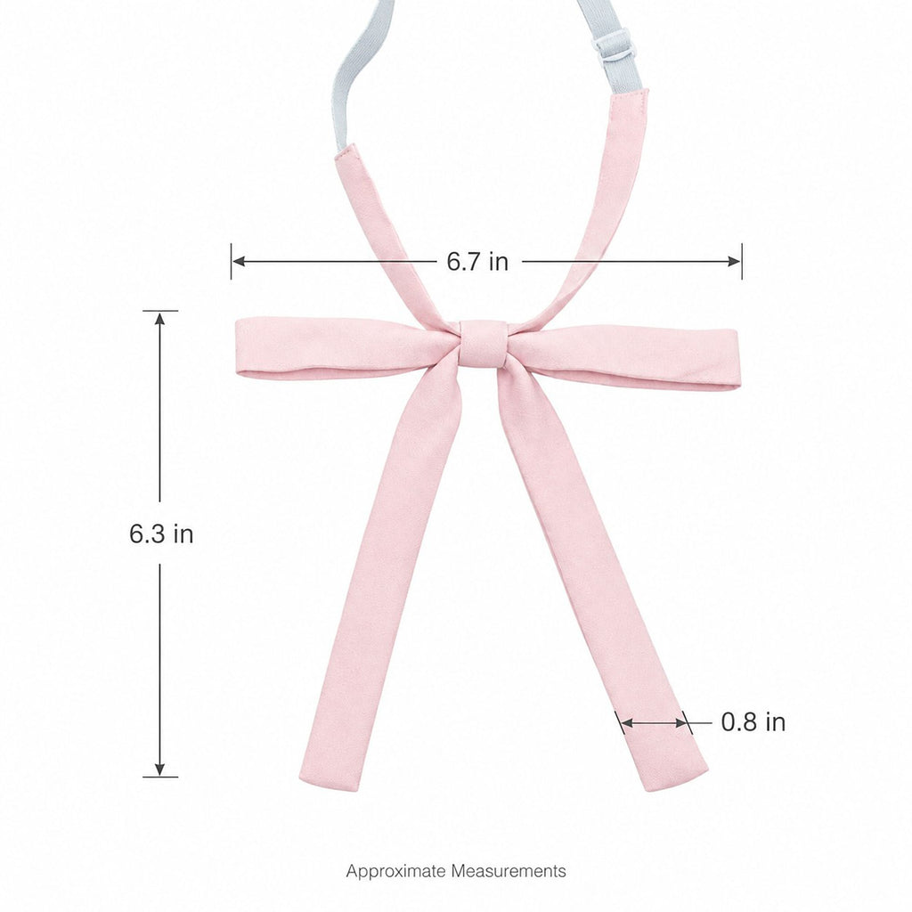2 Pack Adjustable Pre Tied Long Ribbon Bow Ties for School Uniform Shirts