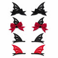 8pc Halloween Bat Wing Hair Clip Set with Satin Bows