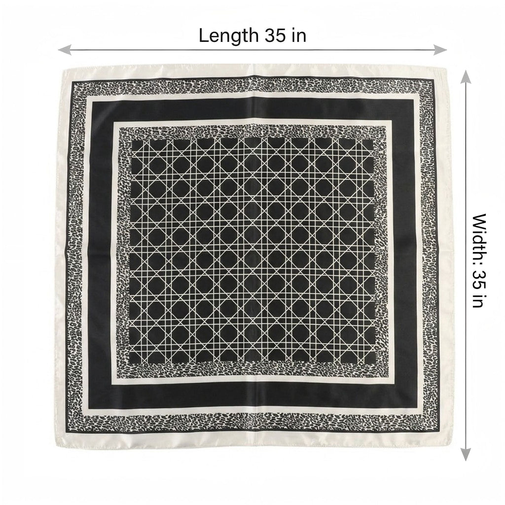 Anna-Kaci Women's Square Geometric Satin Scarf Silk Feel Head Wrap Bandana 35 Inch