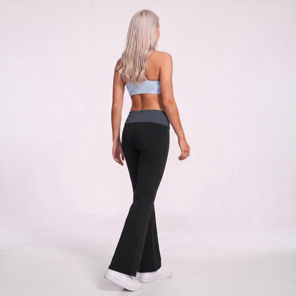 Foldover Waist Flare Yoga Pants Stretch Workout Pants