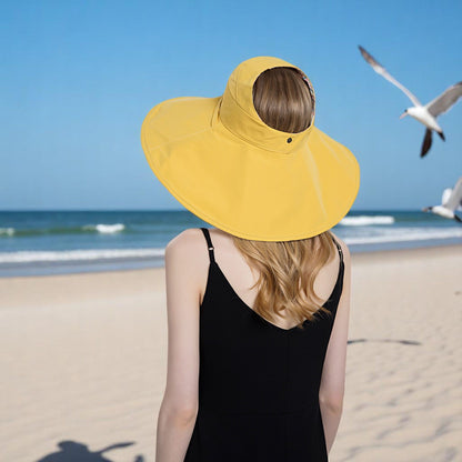 Anna-Kaci Wide Brim Sun Hat with Ponytail Hole Neck Tie Closure and Patterned Lining for UV Protection and Outdoor Style