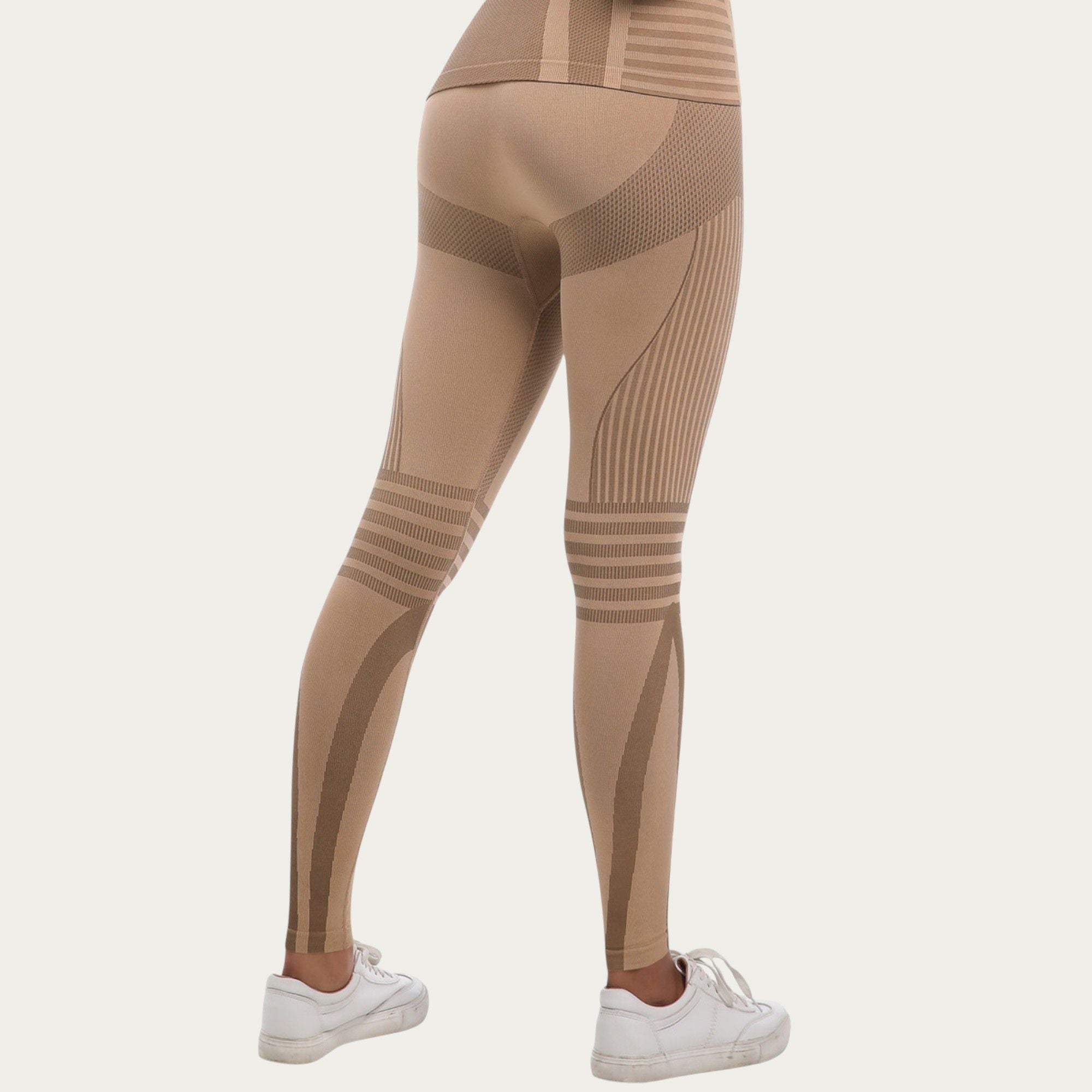 Anna-Kaci Active Women's Seamless High Waist Ribbed Leggings with Sculpting Contour Panels and Compression Fit
