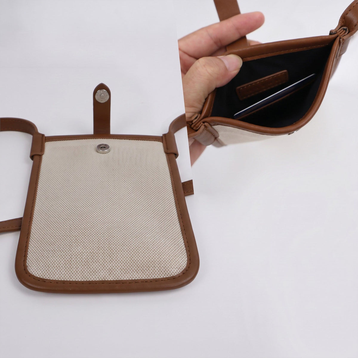 Mini Crossbody Phone Bag with Adjustable Strap and Snap Closure
