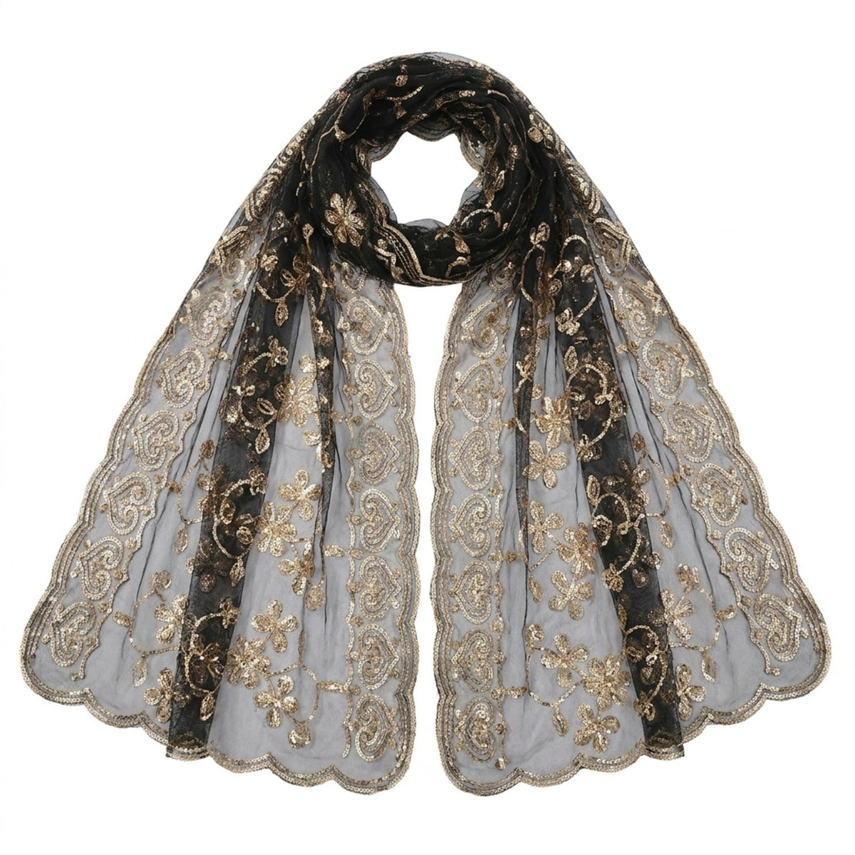 Mantón de lentejuelas, chal, envoltura de malla transparente para noche, 75*23.5 pulgadas