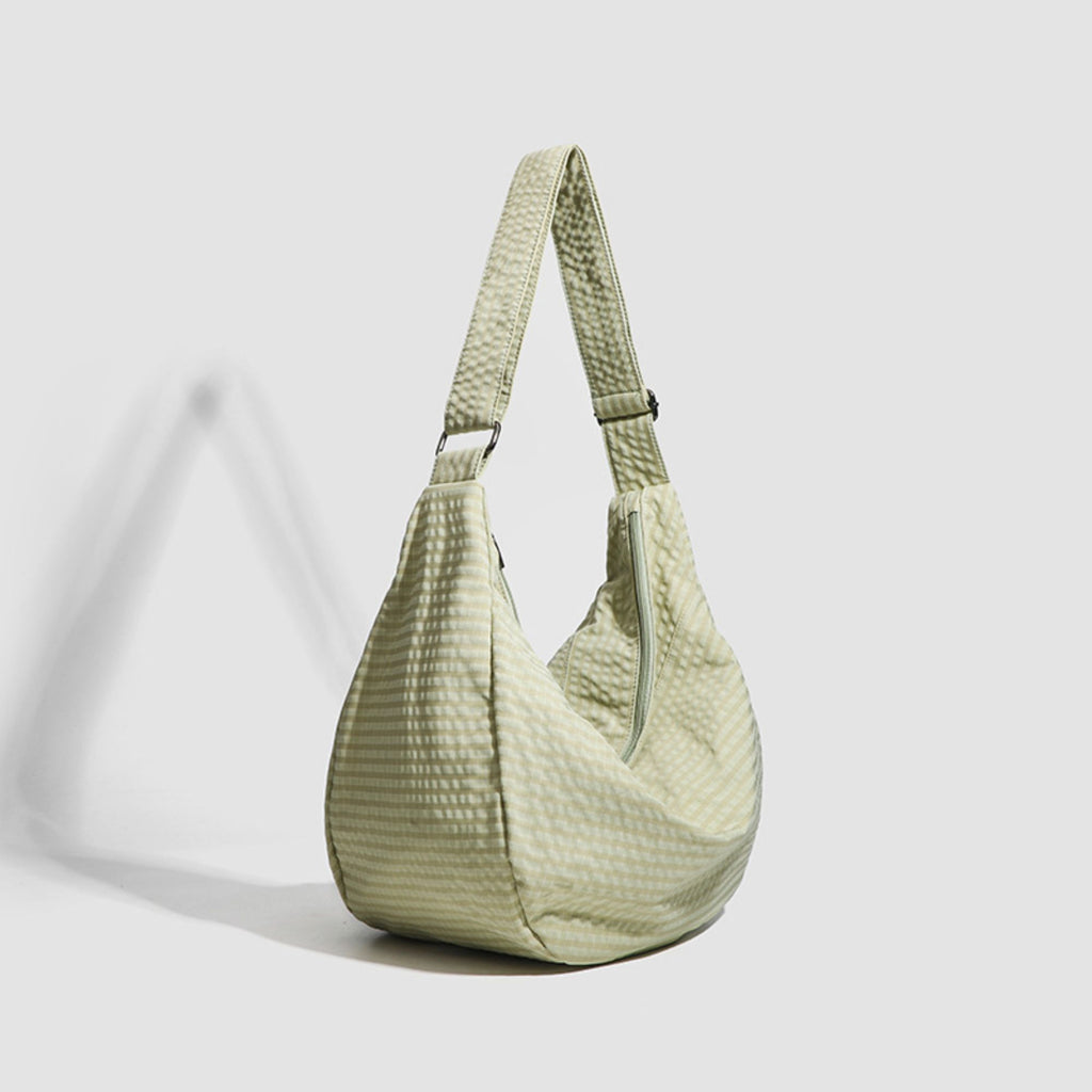 Plaid Hobo Shoulder Bag with Adjustable Strap and Zipper Closure