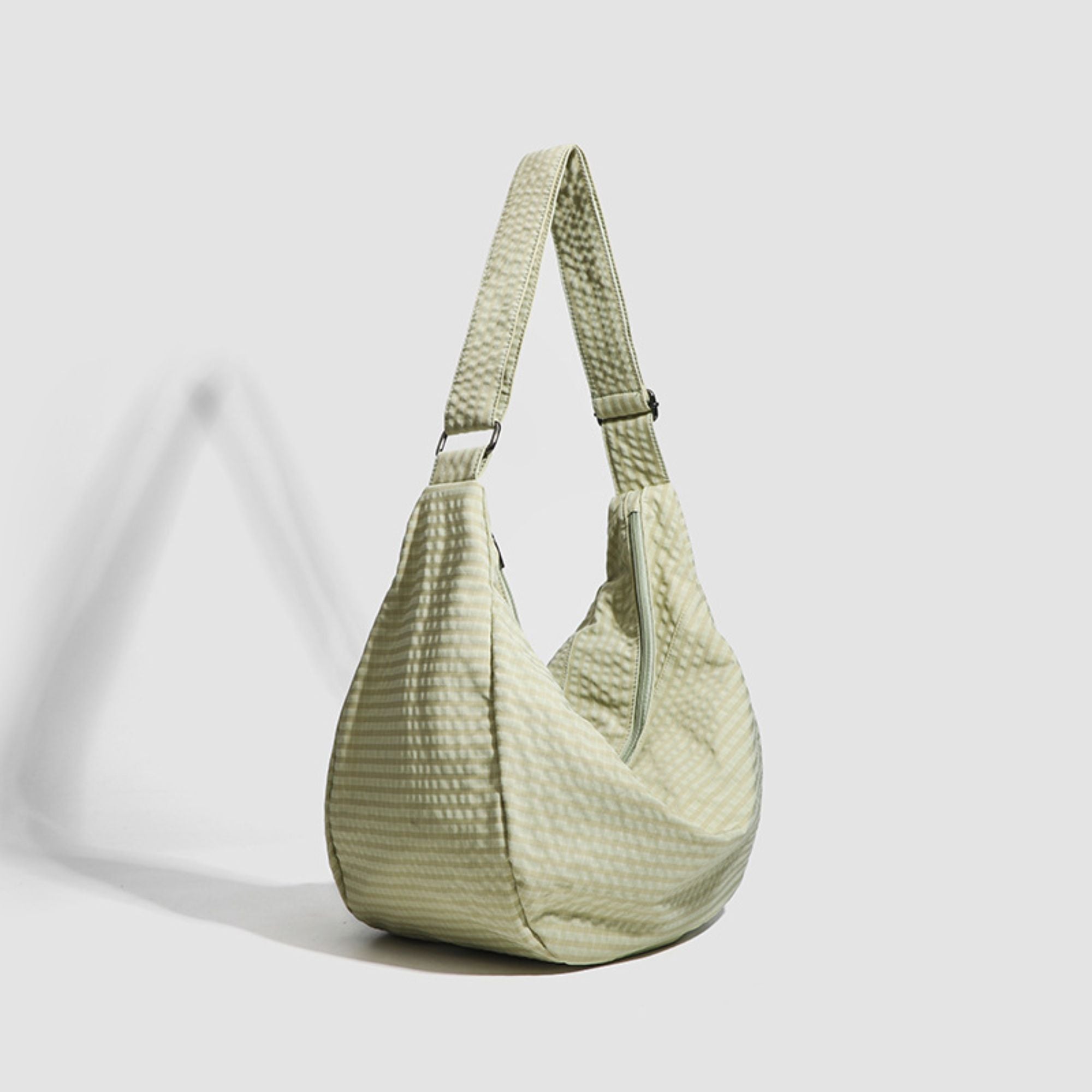 Plaid Hobo Shoulder Bag with Adjustable Strap and Zipper Closure