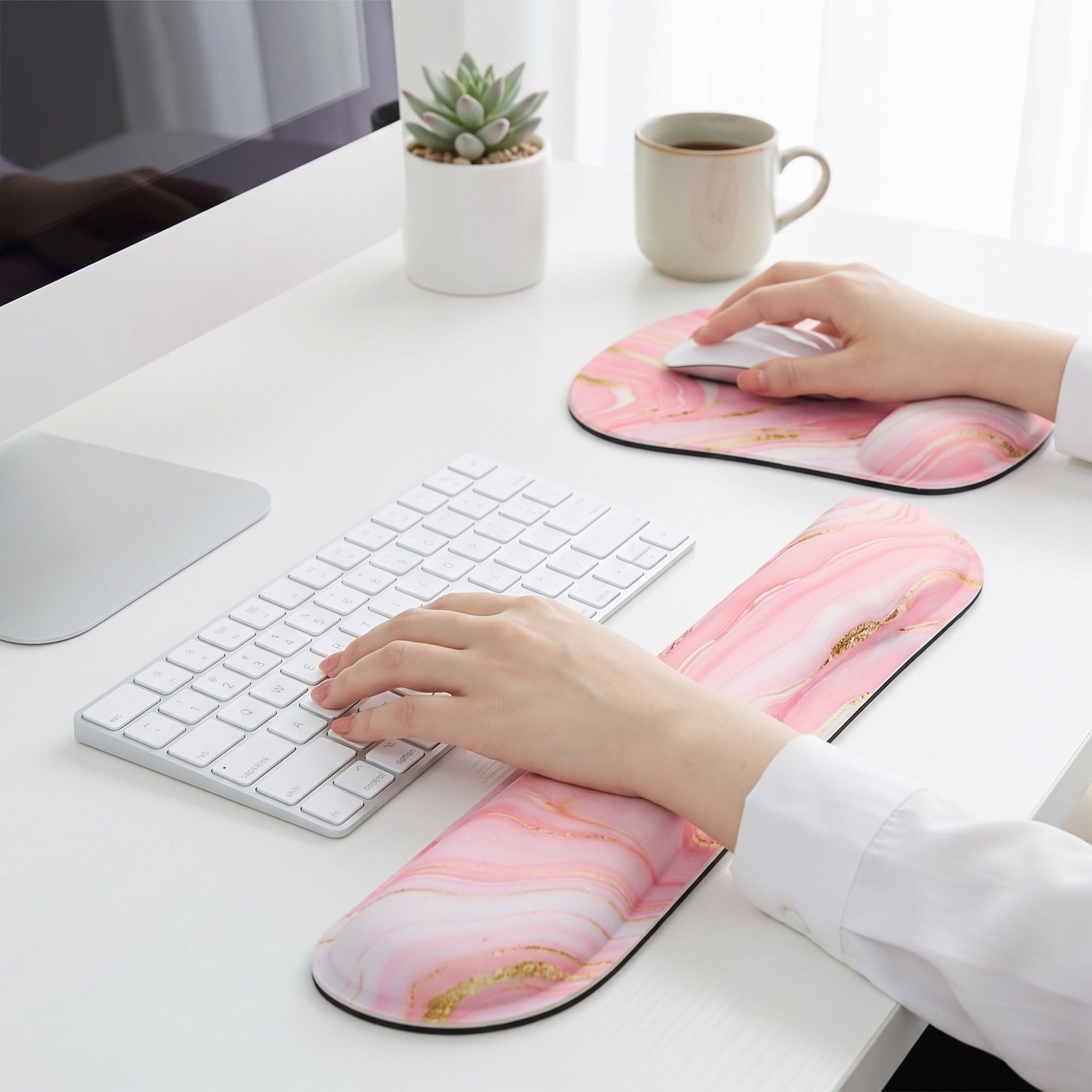 Ergonomic Keyboard Wrist Rest and Mouse Pad Set Gel Support Non Slip Desk Comfort Set