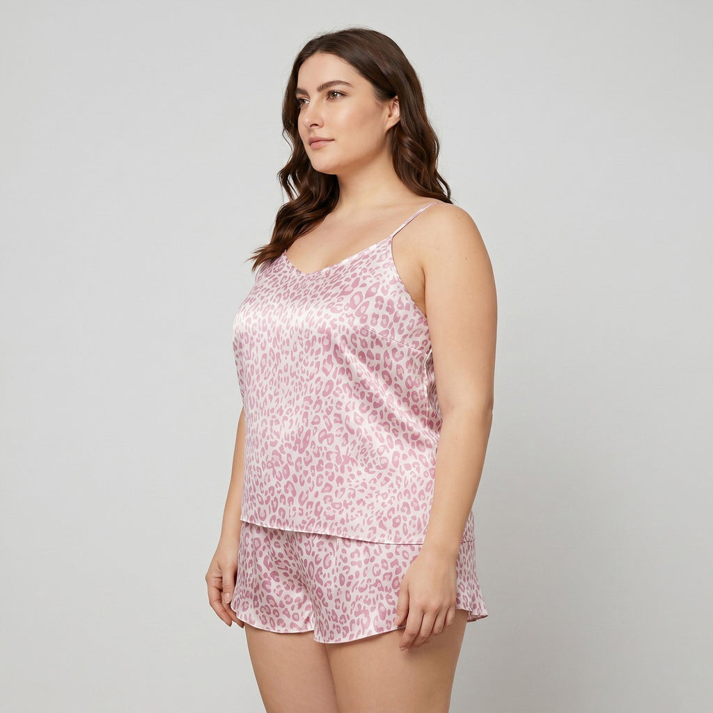 Anna-Kaci Lounge Women's Leopard Print Camisole and Shorts Pajama Set, Soft and Comfortable Sleepwear for Relaxation