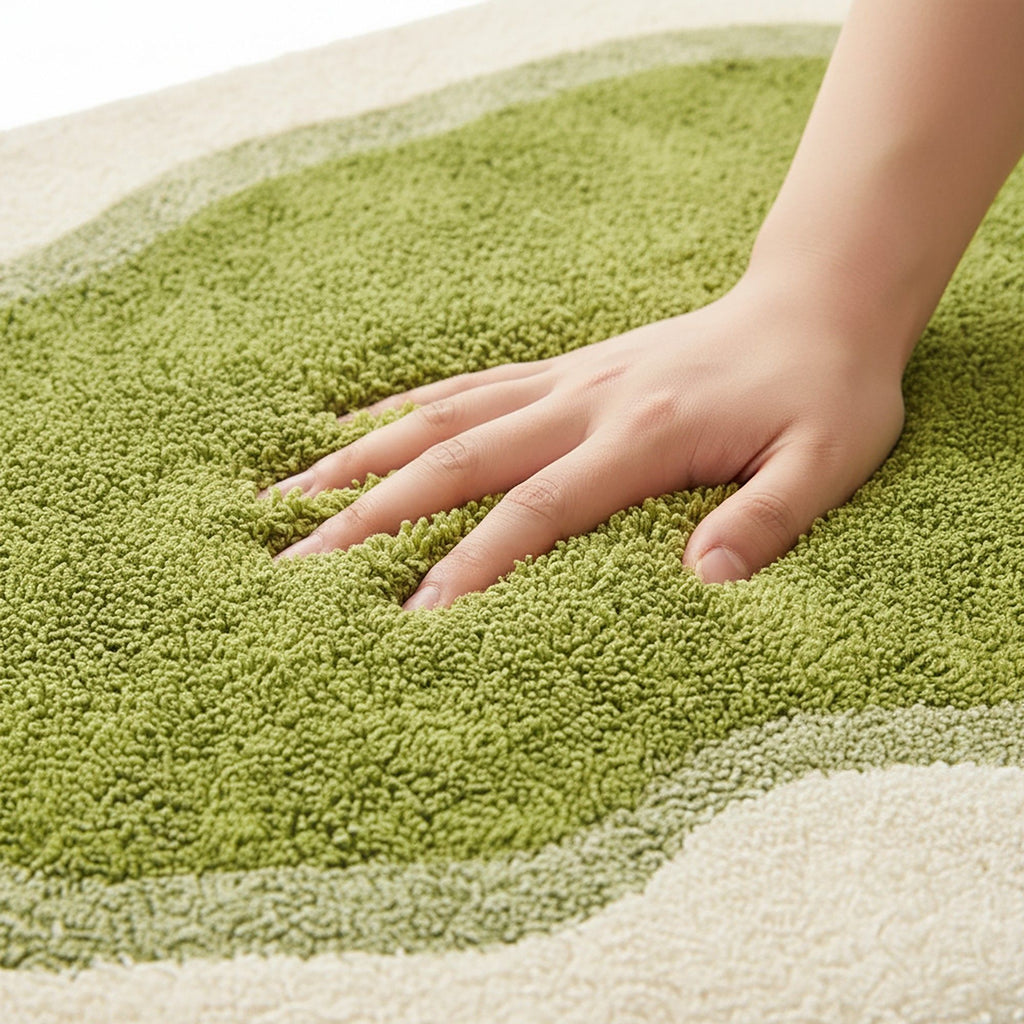 Abstract Tufted Floor Mat Soft Plush Irregular Shape Non Slip Backing Decorative Indoor Rug Modern Pattern