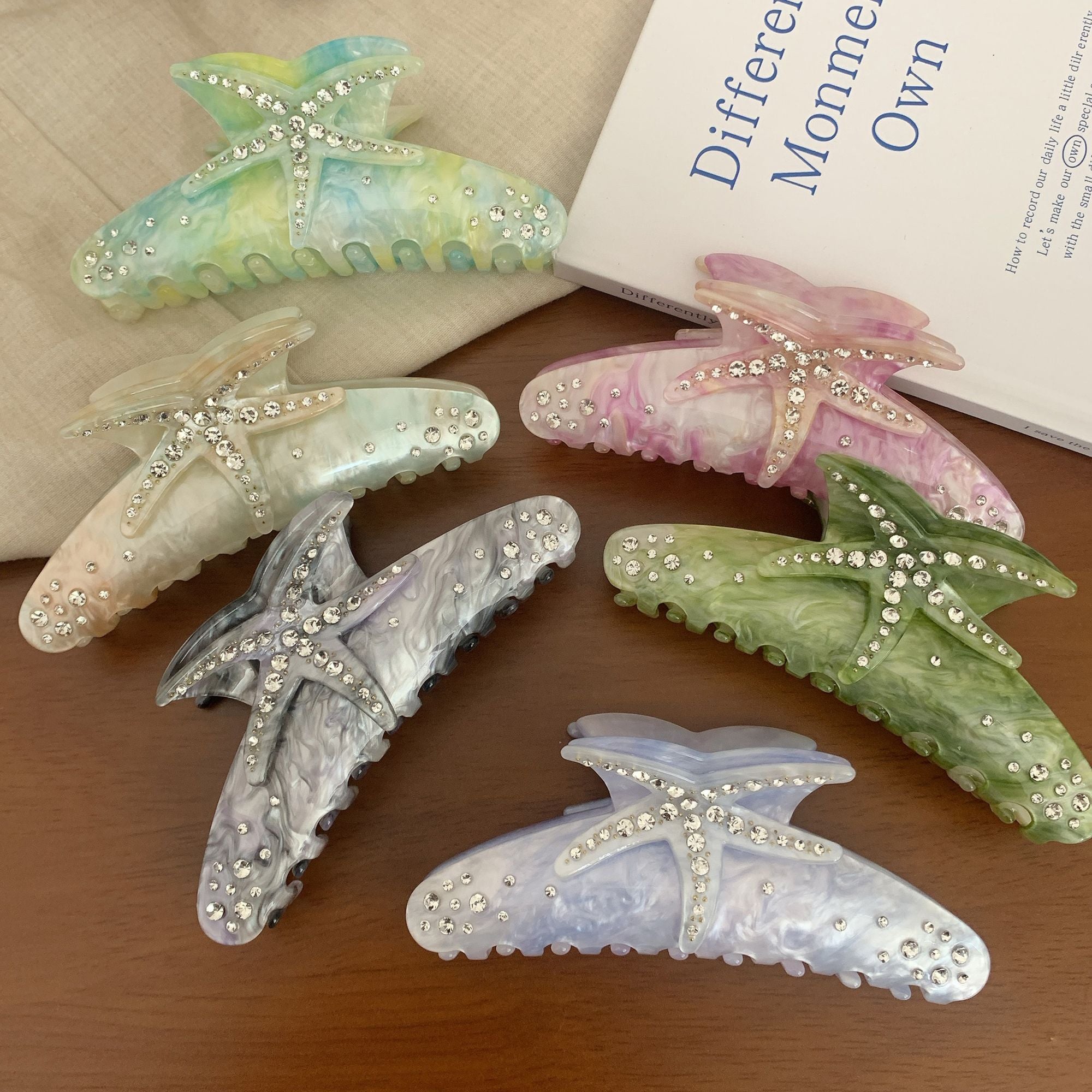 Starfish Hair Claw Clip Rhinestone Accent Hold Hair Clip Ocean Inspired Hair Accessory
