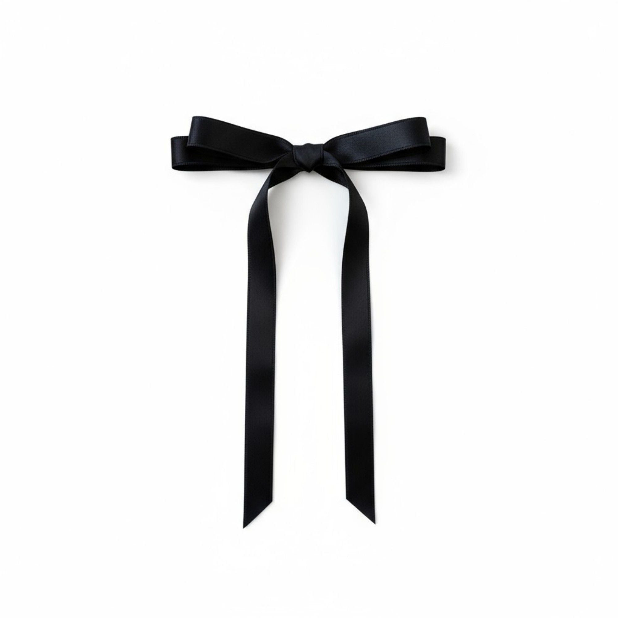 Long Ribbon Bow Hair Clip with Sleek Streamer Tails and Elegant Minimalist Design
