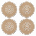 4 Piece Boho Round Placemat Set Woven Look Heat Resistant Table Mats for Dining Table