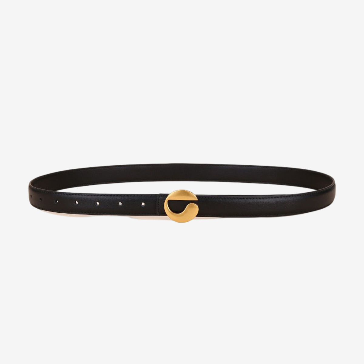 Genuine Cowhide Leather Belt with Round Gold Tone Buckle 39.4in