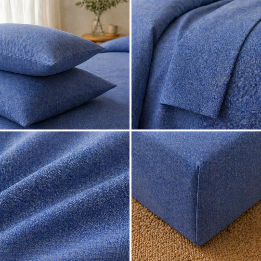 4-Piece Cotton Washed Bedding Set with Duvet Cover Flat Sheet and Pillowcases Textured Woven Finish