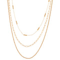 Layered Chain Fashion Necklace with Textured and Beaded Details