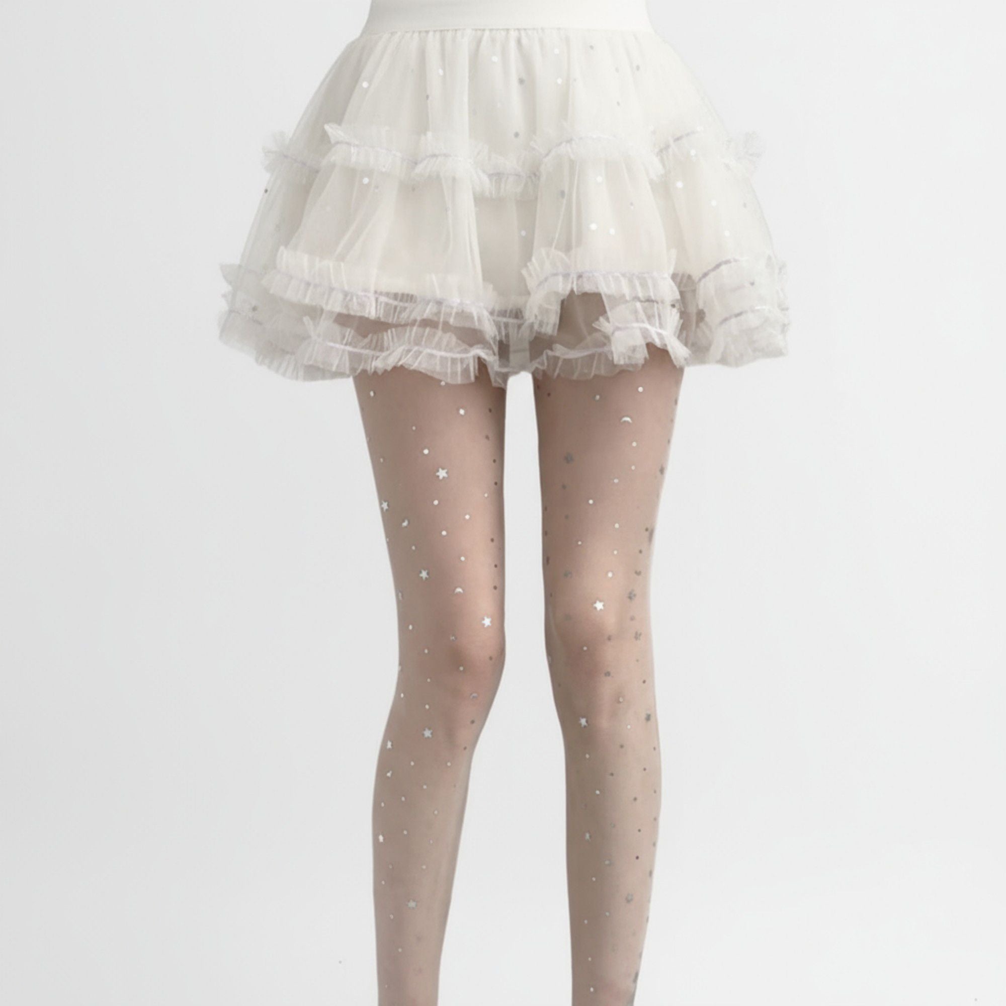Anna-Kaci Women's Sheer Star Pattern Tights with Sparkle Detailing and Stretch Mesh Fit