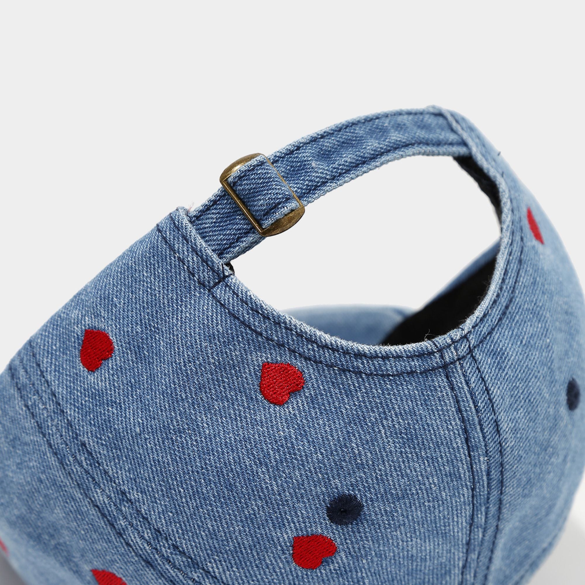 Denim Baseball Cap Heart Embroidered Adjustable Dad Hat