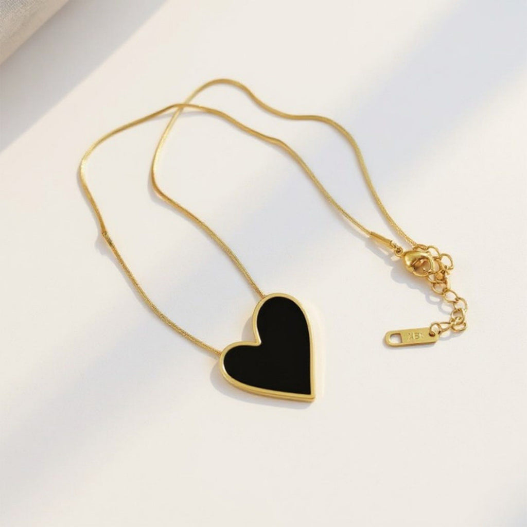 Heart Pendant Necklace with Enamel Finish Minimalist Chain Jewelry for Everyday Layering