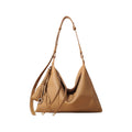 Slouchy Leather Hobo Shoulder Bag with Adjustable Strap Tassel Accent and Zip Closure