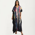 White women's maxi dress with geometric, woven and short sleeve