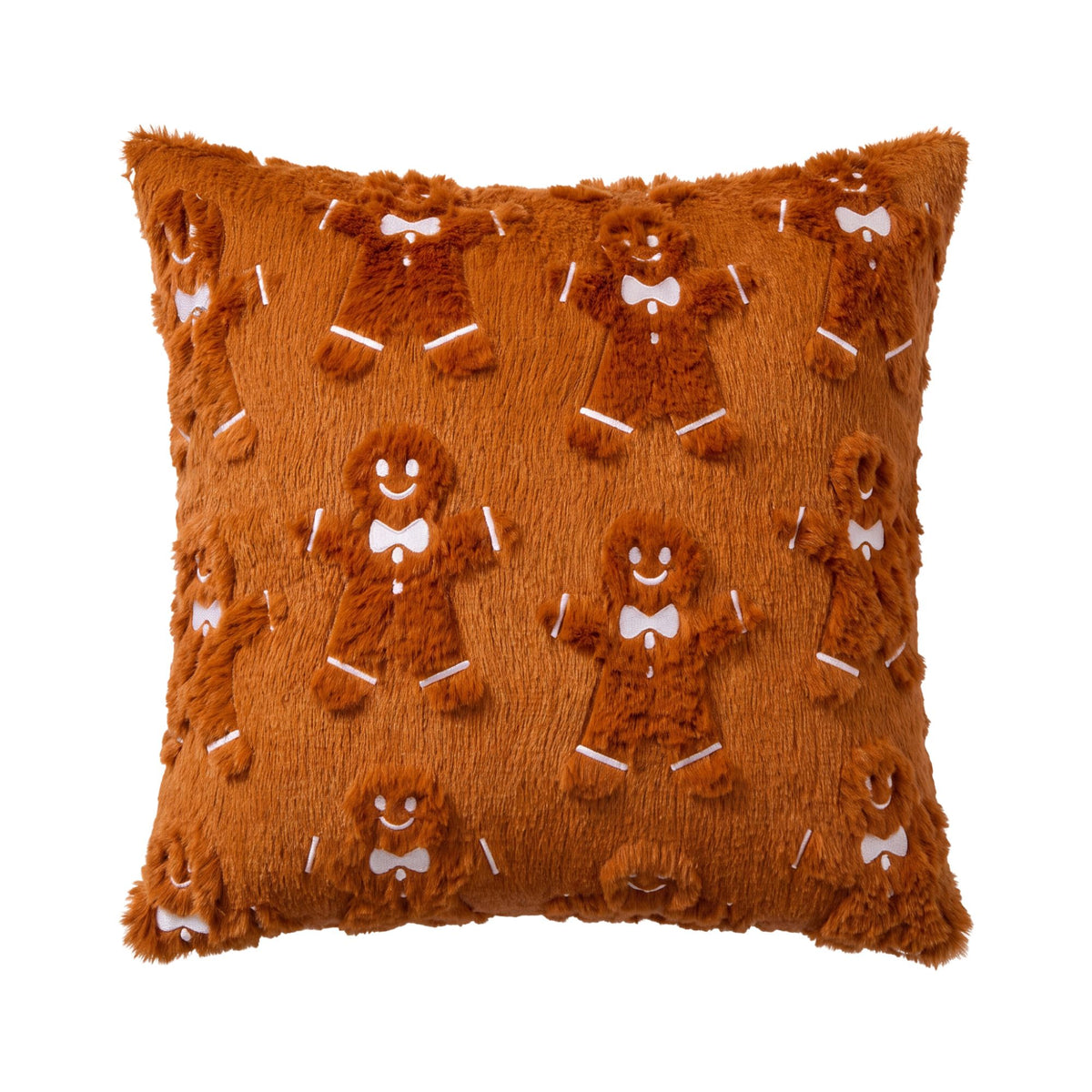 Christmas Gingerbread Man Throw Pillow Cover Textured Decorative Cushion Case for Sofa Bed