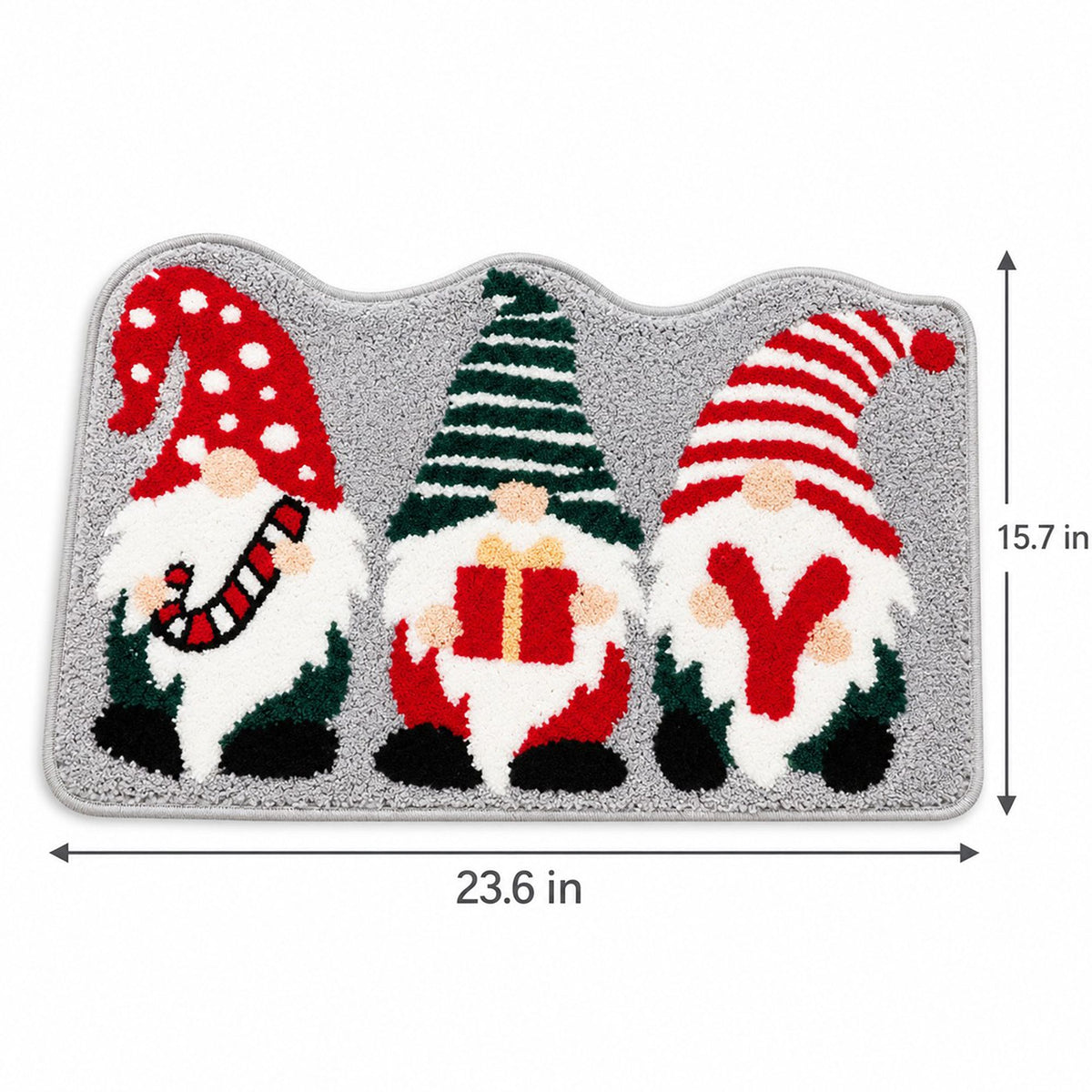 Seasonal Gnome Tufted Bath Rug with Nonslip Backing 15.7 x 23.6 in