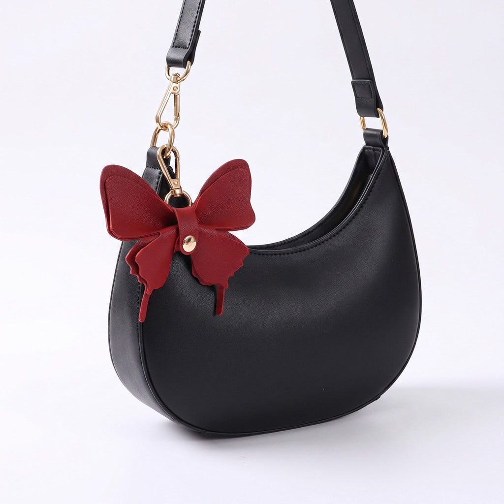 Pink Butterfly Bag Charm with Gold Tone Clip
