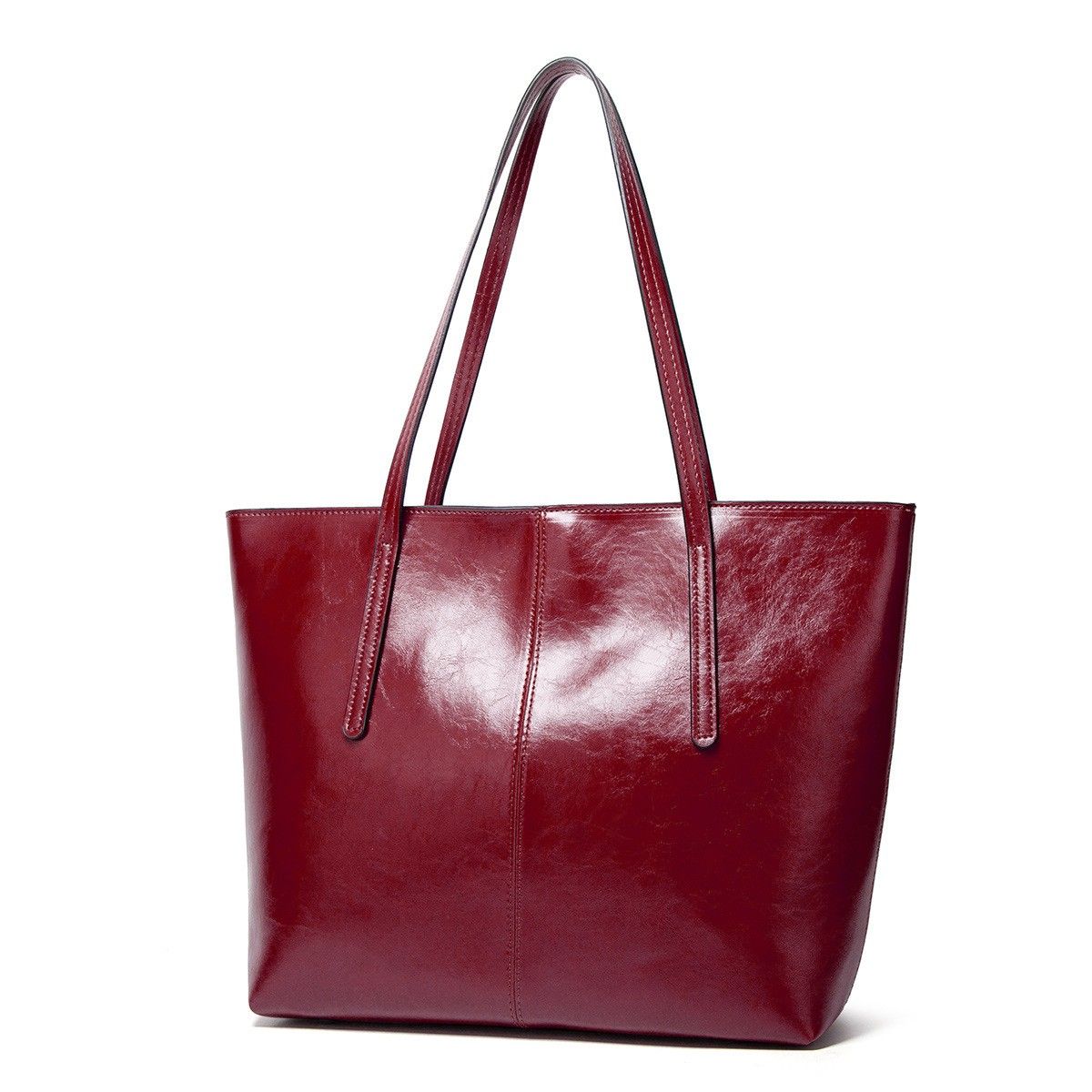 Large Faux Leather Tote Bag with Zip Closure and Interior Pockets