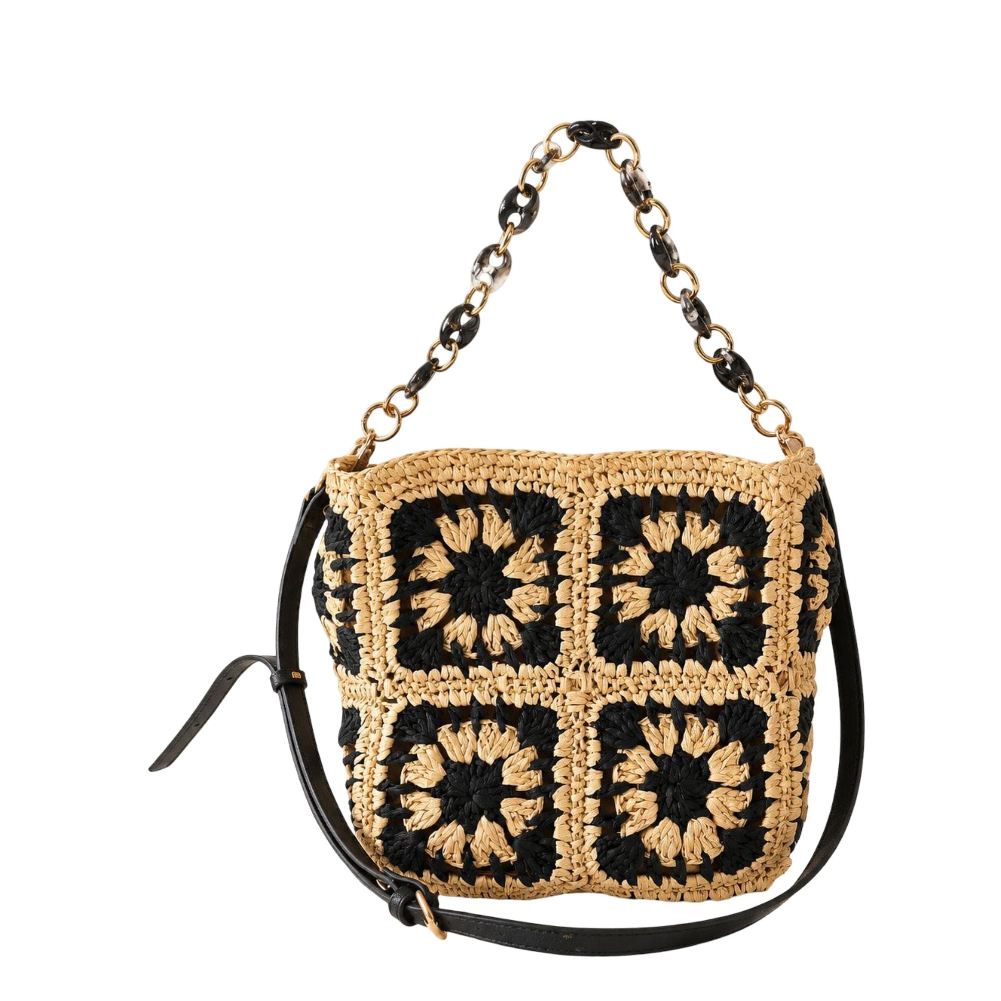 Handcrafted Straw Shoulder Bag with Adjustable Strap and Inner Pocket