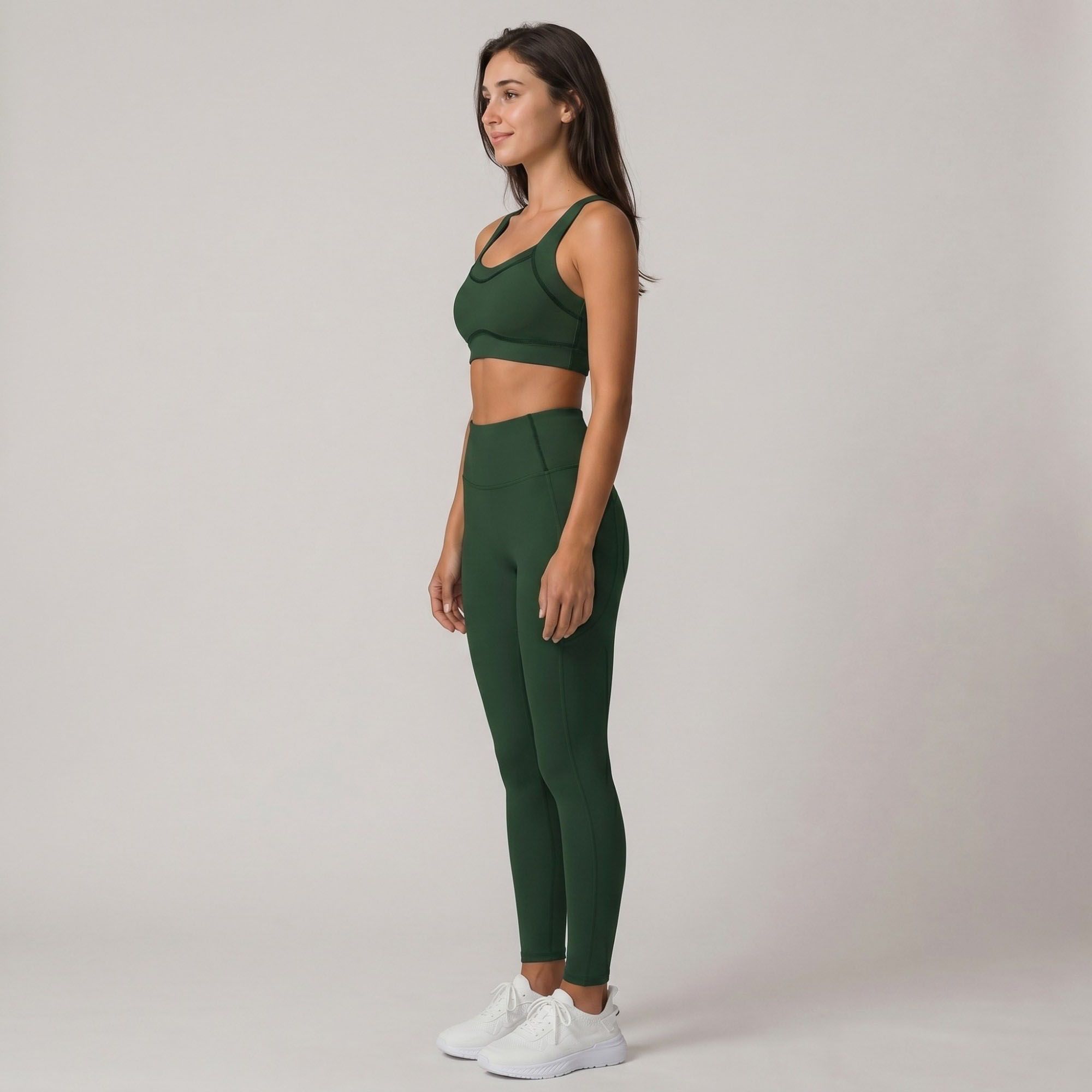 Wide Strap Sports Bra Scoop Neck High Impact Supportive Workout Yoga Gym Crop Top