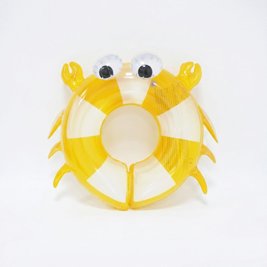 Kids Inflatable Crab Pool Ring with 3D Eyes and Claw Details