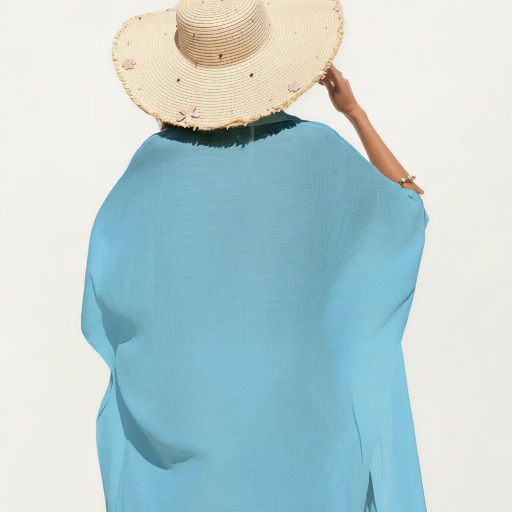 Anna-Kaci Women's Button Front Swim Cover Up Shirt Dress Loose Lightweight Beach Kaftan