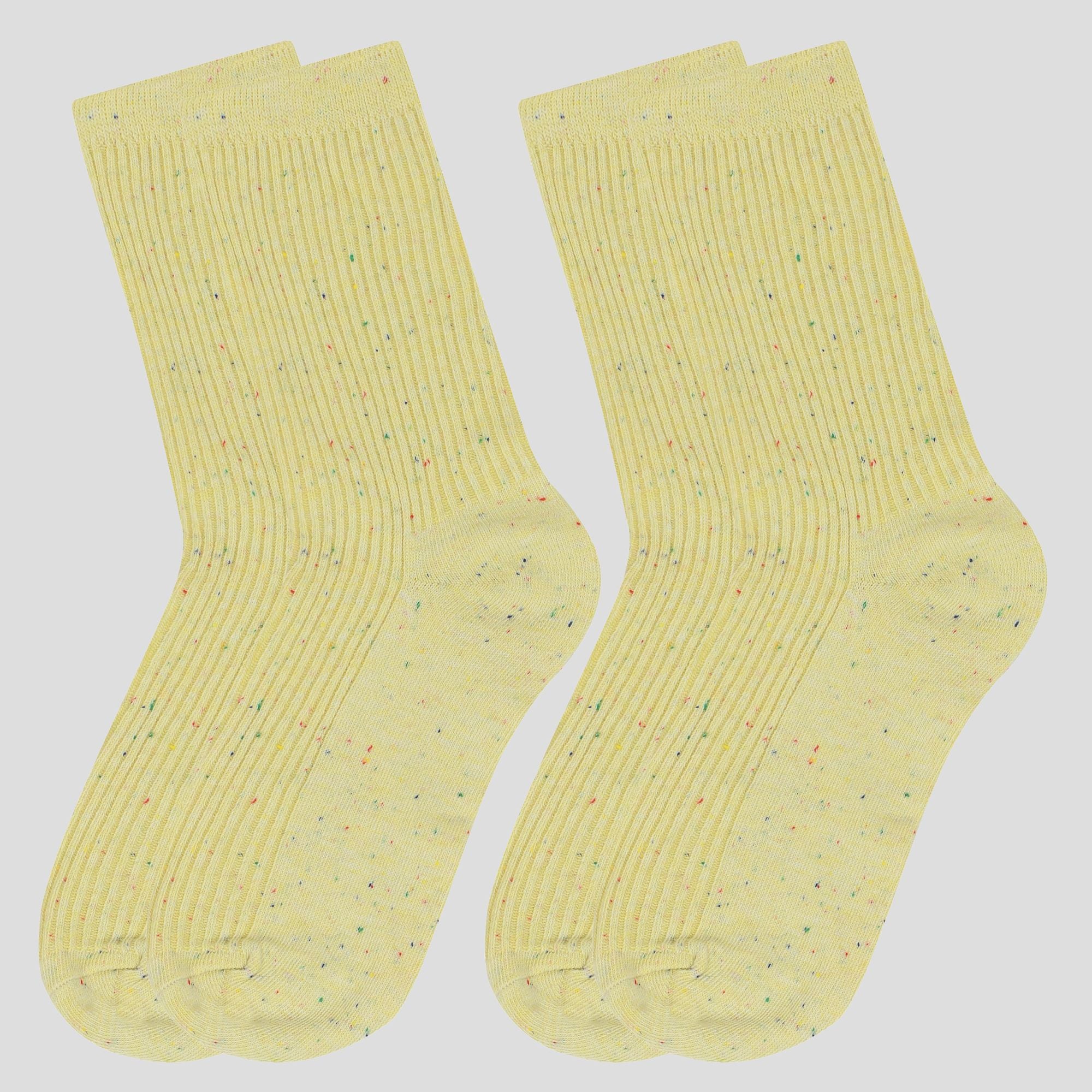Anna-Kaci Women's Chic Style Solid Speckled Crew Socks Non Slip Cotton for Casual 2 Pairs 4 Season