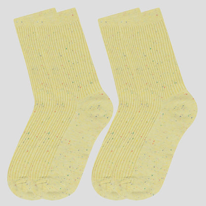 Anna-Kaci Women's Chic Style Solid Speckled Crew Socks Non Slip Cotton for Casual 2 Pairs 4 Season