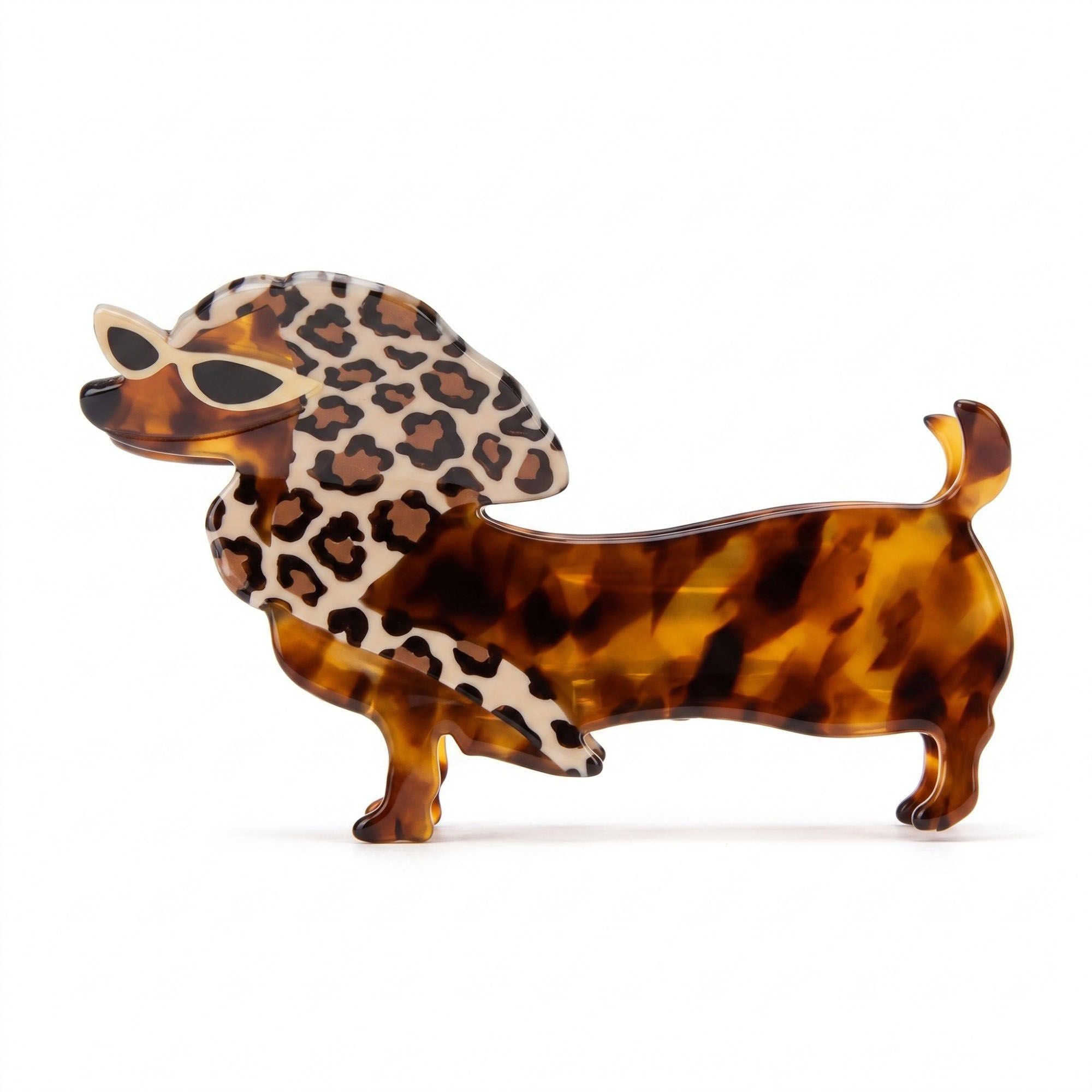Juego de 3 pinzas de pelo de perro salchicha con diseño de carey, accesorios para el cabello