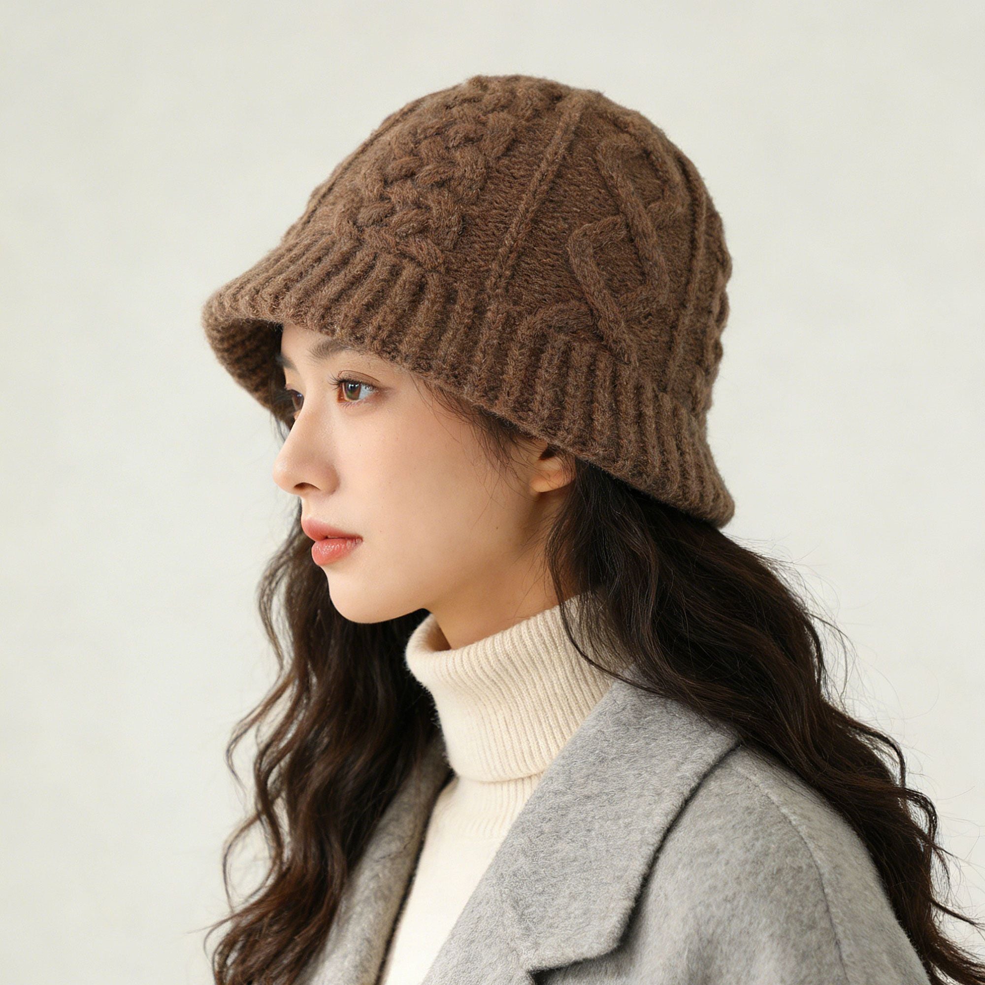 Anna-Kaci Women's Cable-Knit Bucket Hat - Soft Winter Hat for Casual Daily Wear