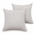 2 Pack Striped Textured Throw Pillow Covers 18 x 18 Inch for Couch Sofa and Bed