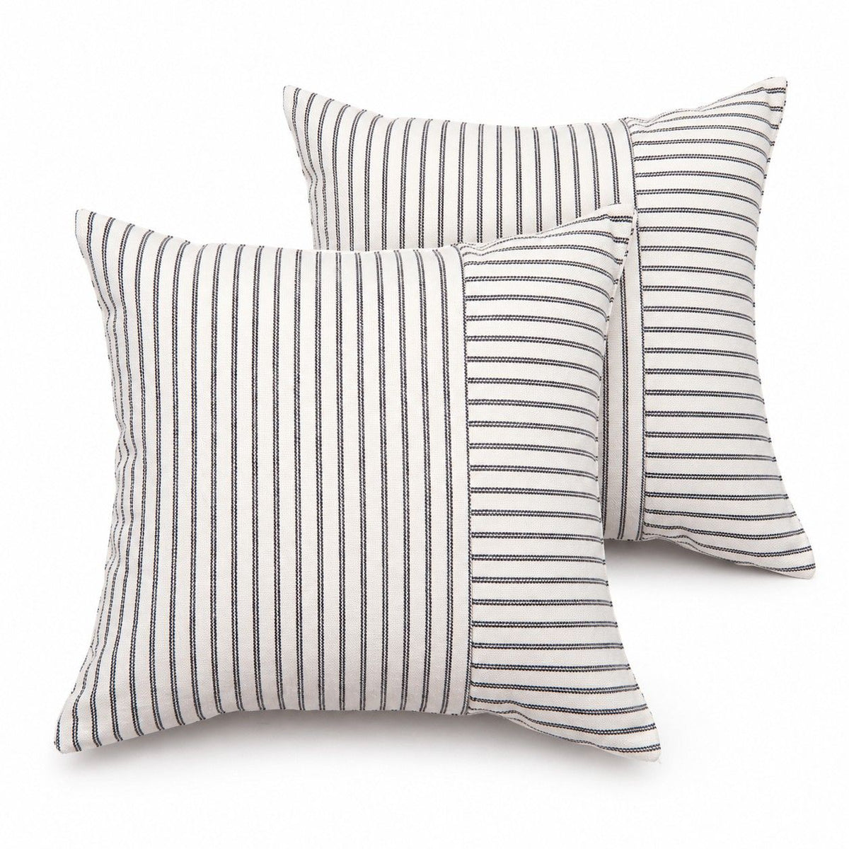 2 Pack Striped Textured Throw Pillow Covers 18 x 18 Inch for Couch Sofa and Bed