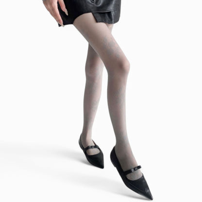 Anna-Kaci Women's Sheer Floral Pattern Tights Lightweight Mesh Legwear with Stretchy Fit and Subtle Texture