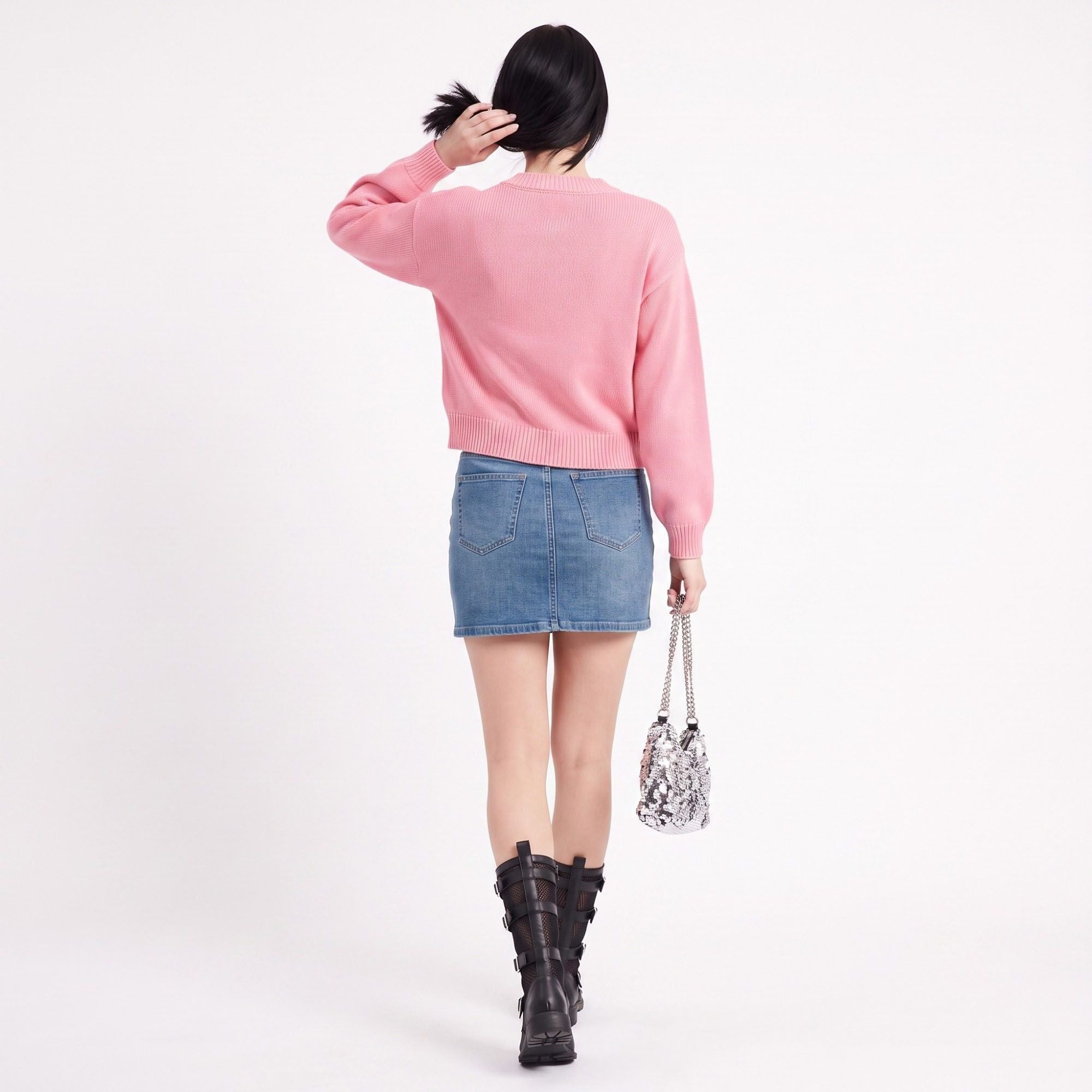 Tie-Front Long Sleeve Cropped Knit Cardigan