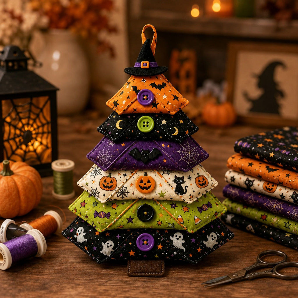 Halloween Layered Fabric Tree Ornament DIY Sewing Kit